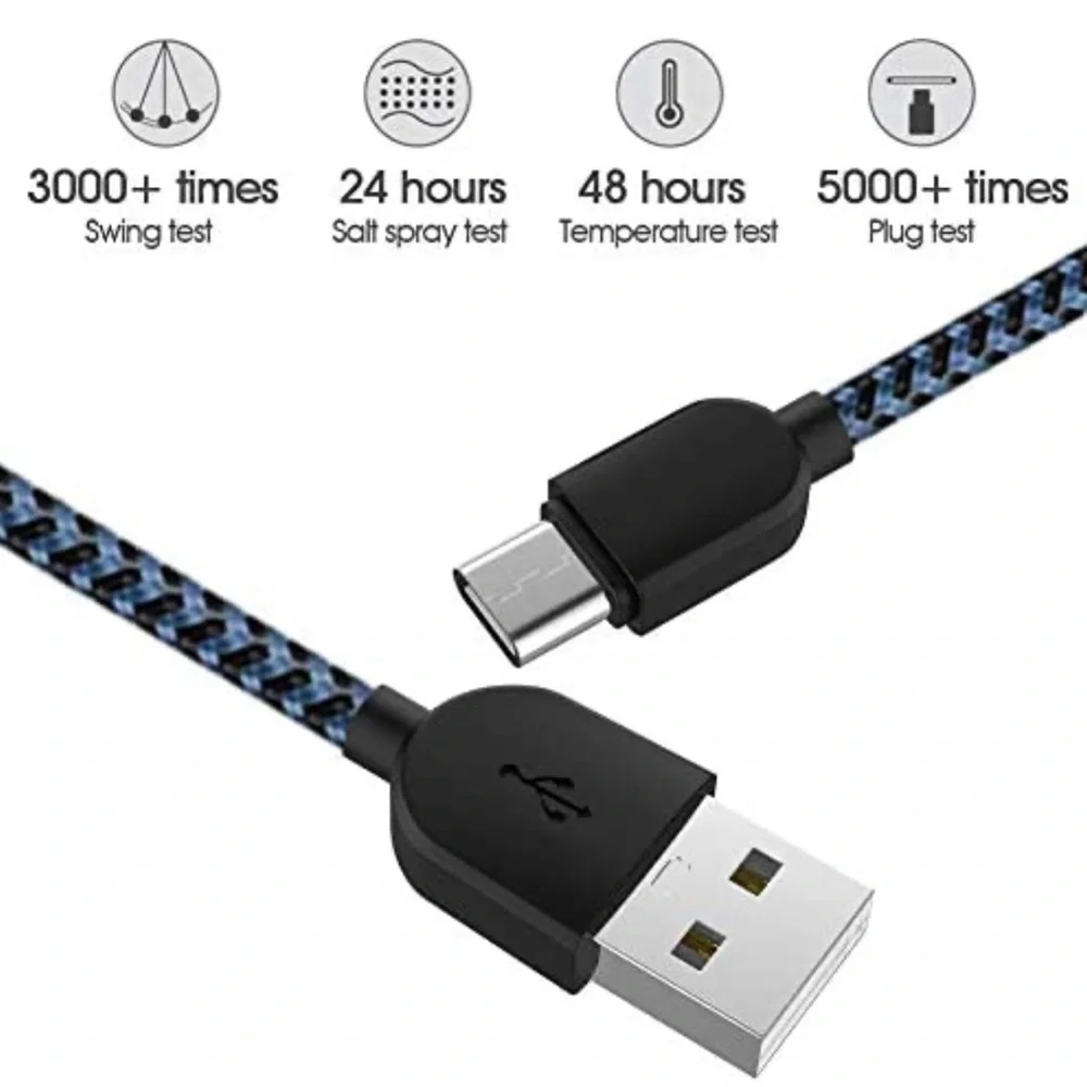 USB C Cable, KRISLOG [5-Pack, 3/3/6/6/10ft] Type C Charger Premium Nylon